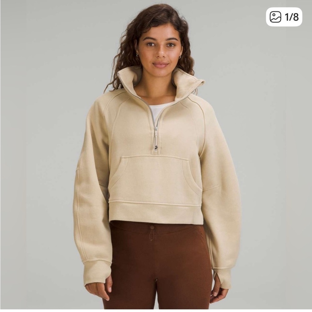 Beige tan Half-Zip Hoodie lululemon size medium large trench
